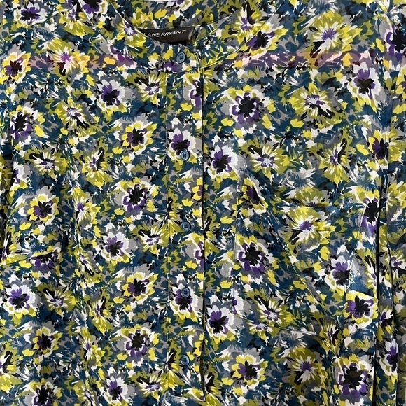 Lane Bryant Floral Top 18 Green Euro Summer Boho Western Neutral Cowgirl Classic - Picture 4 of 13